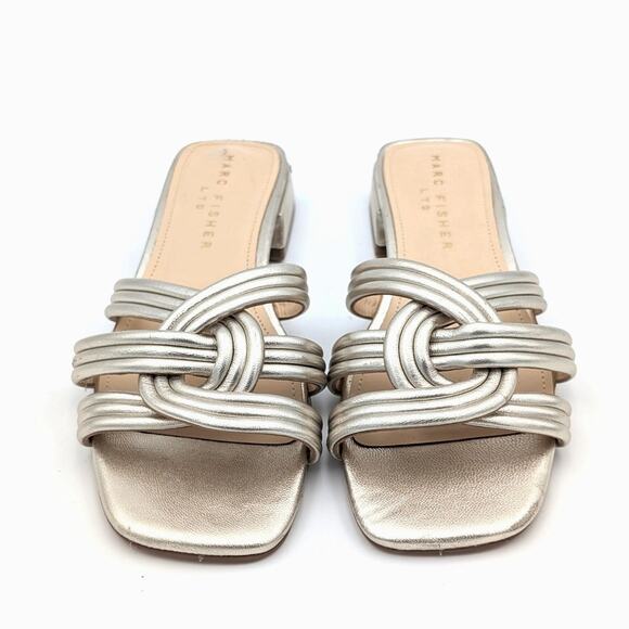 Marc Fisher LTD Casara Slide Sandal Women's Square Toe Gold Size US6.5M EU37 - Picture 10 of 10